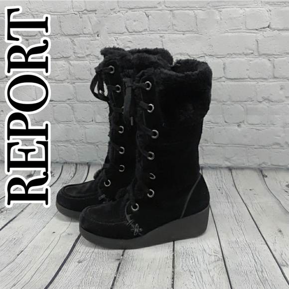 Report Shoes - REPORT Brand Black Suede Boots Size 8.5